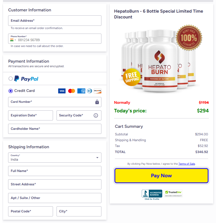 Hepatoburn order page
